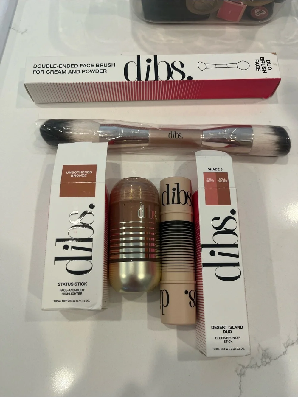 dibs. Double-Ended Face Brush & Face Sticks Set - Neutral Tones